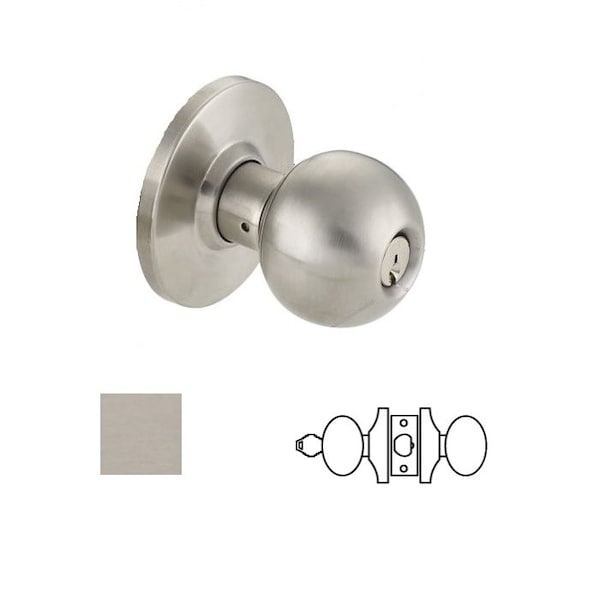 Cal-Royal BA Design Classroom Knob Lock, 2-3/8 Backset, ASA Strike, Schlage C Keyway, US32D Satin - BA03-32D-2-3/8