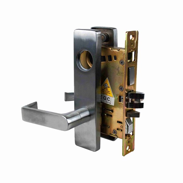 Trans Atlantic Co. DXML Brushed Chrome Grade 1 Passage Mortise Lock Door Handle with Sectional Left-Handed Lever - DL-DXML10SSLH-US26D