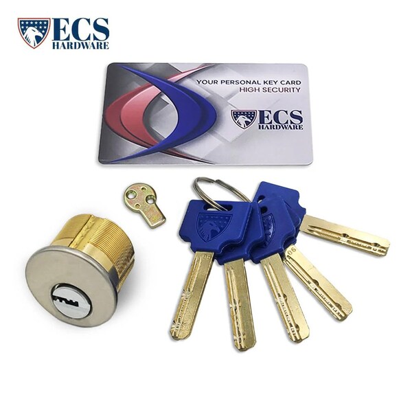 Ecs Hardware Durable Premium Key Controlled Mortise Cylinder, 1 in US26D Satin Chrome - ECSH-HMC01-26D-KA12