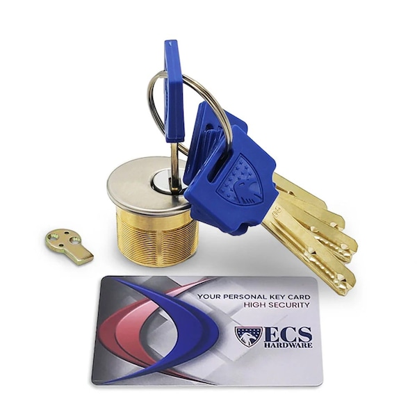 Ecs Hardware Durable Premium Key Controlled Mortise Cylinder, 1 in US26D Satin Chrome - ECSH-HMC01-26D-KA12