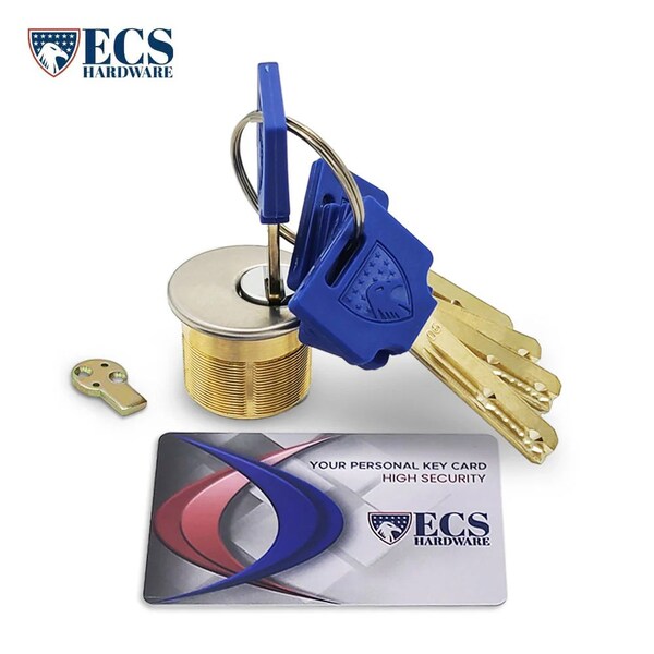 Ecs Hardware Durable Premium Key Controlled Mortise Cylinder, 1 in US26D Satin Chrome - ECSH-HMC01-26D-KA12