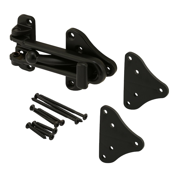 Prime-Line Swing Bar Door Guard with High Security Auxiliary Lock, Matte Black Finish (Single Pack) - U 11447