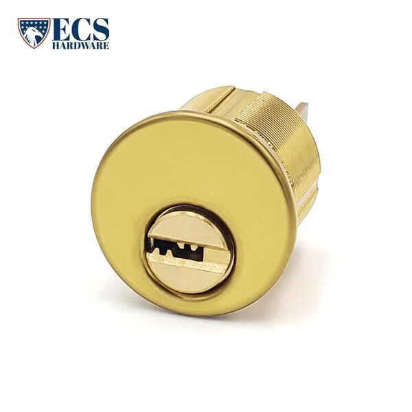 Ecs Hardware Durable Premium Key Controlled Rim / Mortise Combo Cylinder, 1-1/8 in US3 Polished Brass - ECSH-MRH-US3