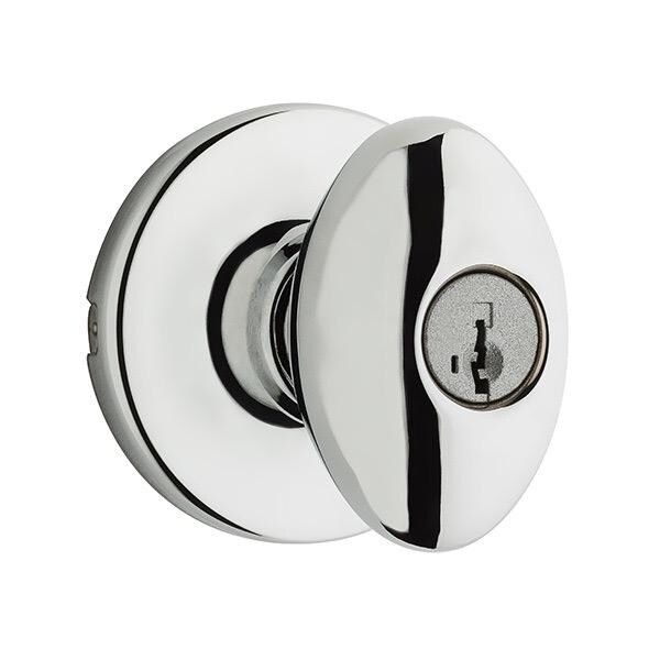 Kwikset Kwikset: ALISO Entry Door Knob with Round Rose /  with SmartKey Technology / Polished Chrome - KWS-400AO-26-SMT