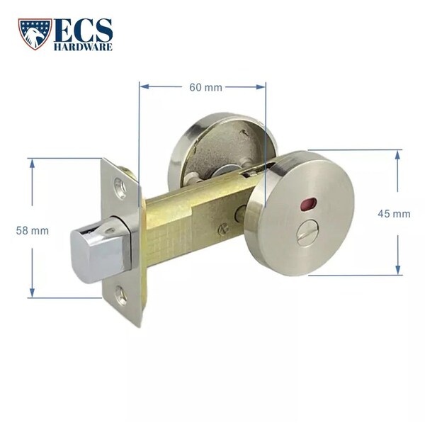 Ecs Hardware Commercial Privacy Indicator Deadbolt, 26D, Satin Nickel, Grade 2 - ECSH-CDBI201-SC