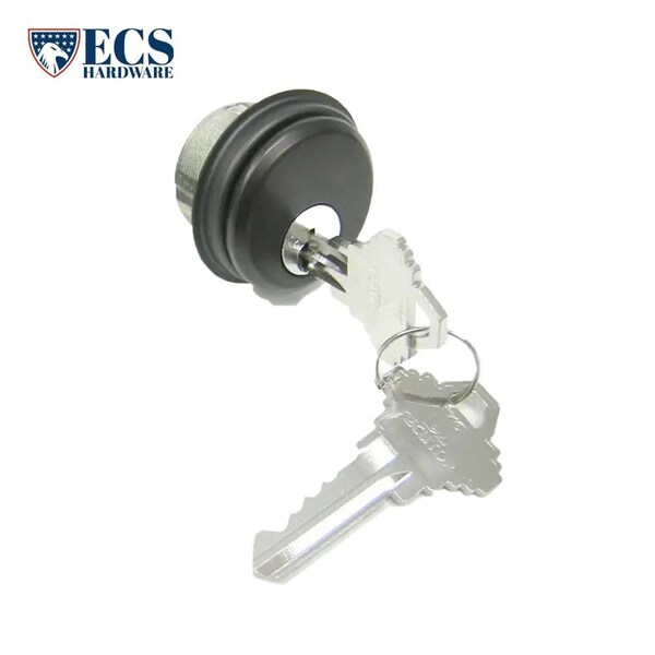 Ecs Hardware ZINC Mortise Cylinder- 1-5/32 Diameter, 1 Length, Anodized Bronze SC1 keyway with 2 brass keys - ECSH-ZINC-DU-SC1