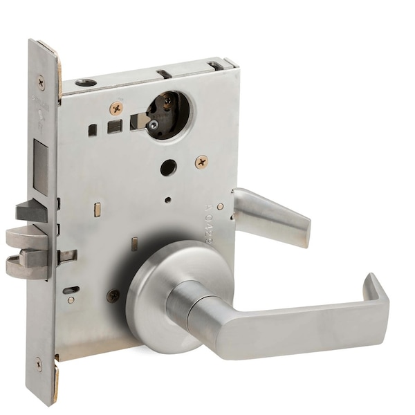 Schlage Faculty Restroom Mortise Lock, 06B Design, Less Cylinder, Satin Chrome - L9485L 06B 626 RH