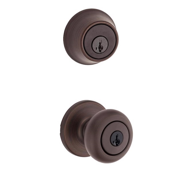 Kwikset Kwikset SmartKey Security Cove Venetian Bronze Deadbolt and Entry Door Knob KW1 2-3/4 in. - 96900-421