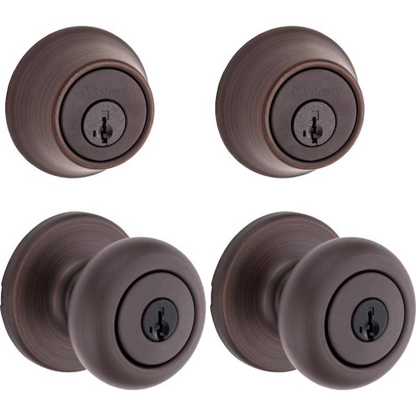 Kwikset Kwikset SmartKey Security Cove Venetian Bronze Deadbolt and Entry Door Knob KW1 2-3/4 in. - 96900-421