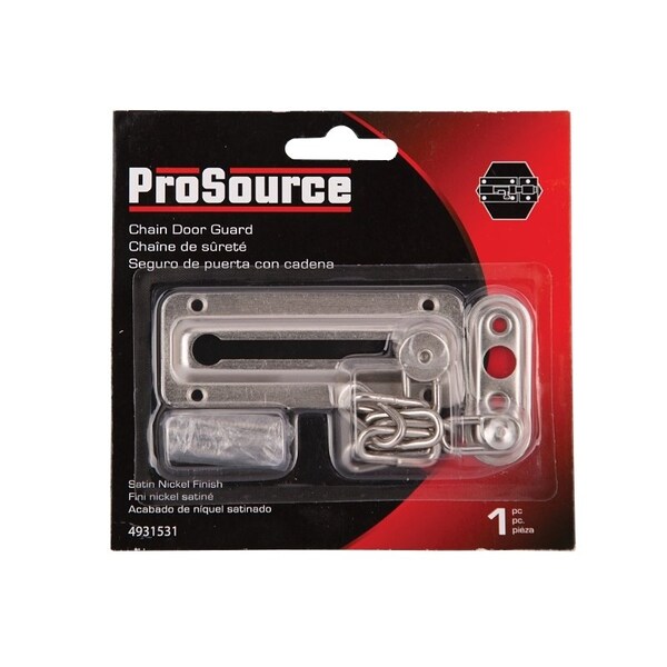 Prosource Chain Door Guard, 3-3/8 in L, 2 in W, Steel, Satin Nickel - 807277-SC-PS