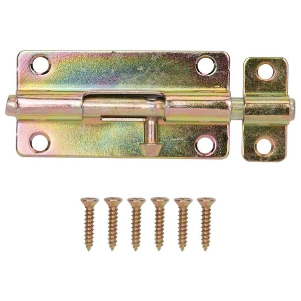 Prosource Barrel Bolt, 0.31 Dia in Bolt Head, 4 in L Bolt, Steel, Satin Brass - 20486CZB-PS