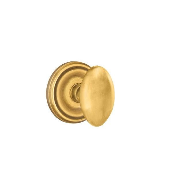 Emtek Egg Knob 2-3/8 in Backset Privacy w/Regular Rose for 1-1/4 in to 2 in Door French Antique Brass - 8200EUS7