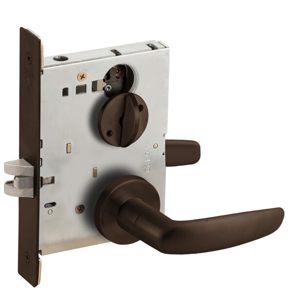 Schlage Grade 1 Bed Bathroom Privacy Mortise Lock, 07 Lever, A Rose, Dark Oxidized Satin Bronze Oil Rubbed F - L9040 07A 613