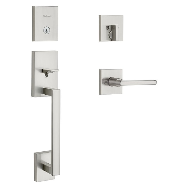 Kwikset San Clemente 818SCEXHFL 15 SMT Door Handle Set, 1 Security Grade, 2-3/8, 2-3/4 in Backset, Steel - 818SCEXHFL SQT 15