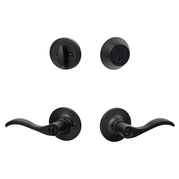 Sure-Loc Hardware Sure-Loc Hardware Snowbird Entry Lever with KA Deadbolt, Flat Black - SB107/DB201 FBL