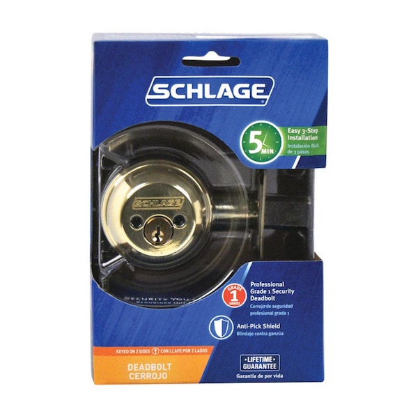 Schlage Schlage Bright Brass Zinc Double Cylinder Deadbolt - B62NV505