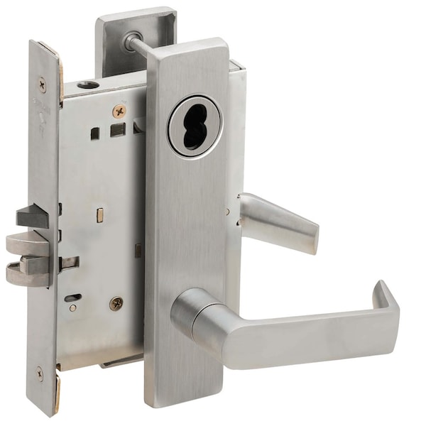 Schlage Grade 1 Institution Mortise Lock, SFIC Prep Less Core, 06 Lever, L Escutcheon, Satin Chrome Finish,  - L9082B 06L 626