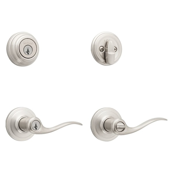 Kwikset Signature Series Combination Lockset, 2 Grade, Zinc, Satin Nickel, 238 x 234 in Backset - 991TNL-15