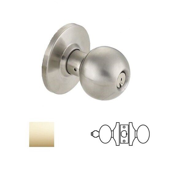 Cal-Royal BA Design Storeroom Knob Lock, 2-3/8 Backset, ASA Strike, Schlage C Keyway, US3 Polished Brass - BA05-3-2-3/8
