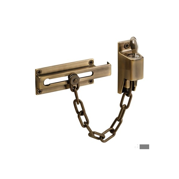 Prime-Line Steel, Antique Brass, Keyed Chain Door Guard (Single Pack) - U 9914