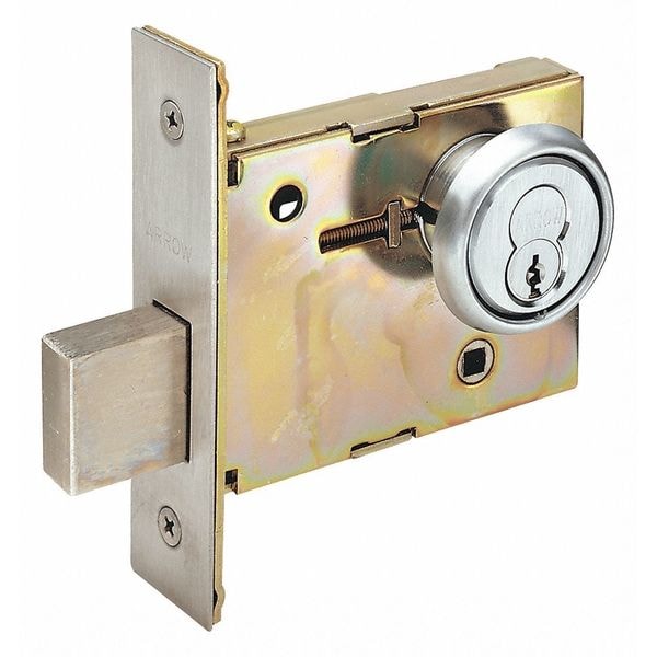 Arrow Lock Deadbolt, Mortise, Satin Chrome Finish - N41 26D