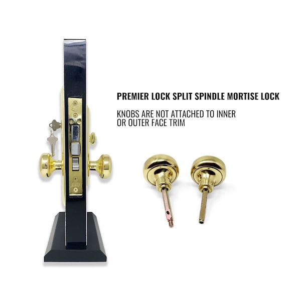 Premier Lock Brass Mortise Entry Left Hand Door Lock Set with 2.5 in. Backset, 2 SC1 Keys and Swivel Spindle - ML01N