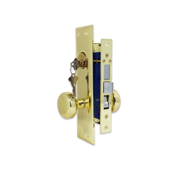 Premier Lock Brass Mortise Entry Left Hand Door Lock Set with 2.5 in. Backset, 2 SC1 Keys and Swivel Spindle - ML01N