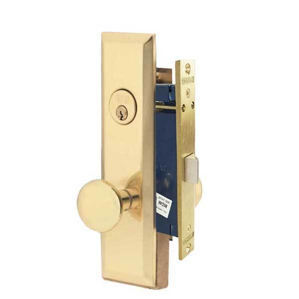Marks Marks: METRO MORTISE KNOB LOCKSET HD - VESTIBULE - 1-1/16 X 7-5/8 - POLISHED BRASS - RIGHT HAND - MRK-114DW-3-RH