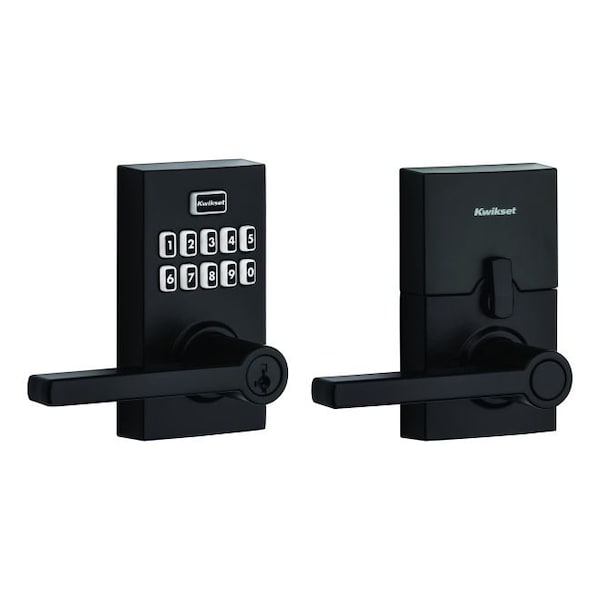 Kwikset Smartcode Keypad Electronic with Halifax Lever SmartKey with 6AL Latch, RCS Strike Matte Black Finish - 917HFL-514S
