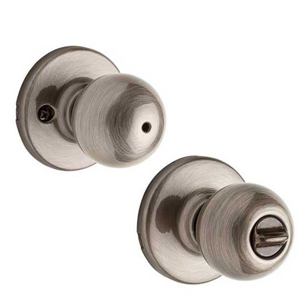 Kwikset Kwikset: Polo Privecy Door Knob with Round Rose / Antique Brass - KWS-300P-RDT-5
