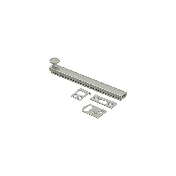 Deltana Surface Bolt, Concealed Screw, Heavy Duty Satin Nickel 6" - 6SBCS15