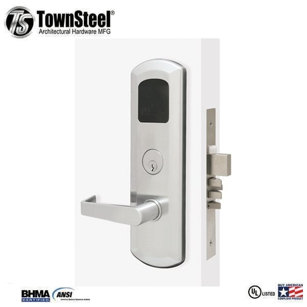 Townsteel e-KONTOS 5000, 1B, Manual Deadbolt Thumb Turn, Sentinel Lever, RH, Schlage C in Satin Chrome - TNS-EKO1B5R-SRH626-SC