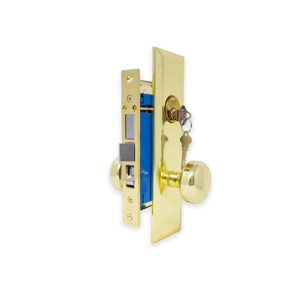 Premier Lock Brass Mortise Entry Right Hand Lock Set with 2.5 in. Backset and 2 SC1 Keys - MR01