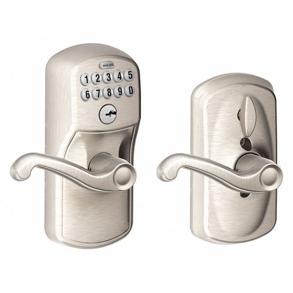 Schlage Residential Electronic Lock, Lever, Satin Nickel - FE595 PLY619FLA