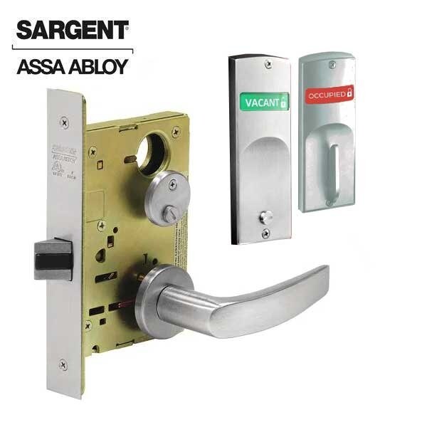 Sargent 8200 Series Mortise Lock Mechanical, Privacy Bedroom or Bath , Single indicator outside Vacant/Occup - SRG-V20-8265-LNB-26D