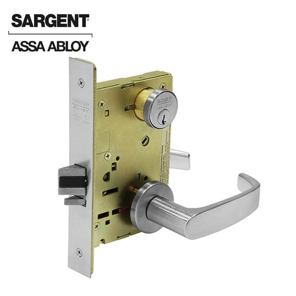 Sargent 8200 Series Mortise Lock Mechanical Storeroom or Closet Lock provided with LFIC (removable core) LN - SRG-63-8204-LNL-26D