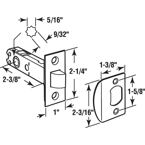 Prime-Line Passage Door Latch, 9/32 in. and 1/4 in. Square Drive, Classic Bronze - E 2772