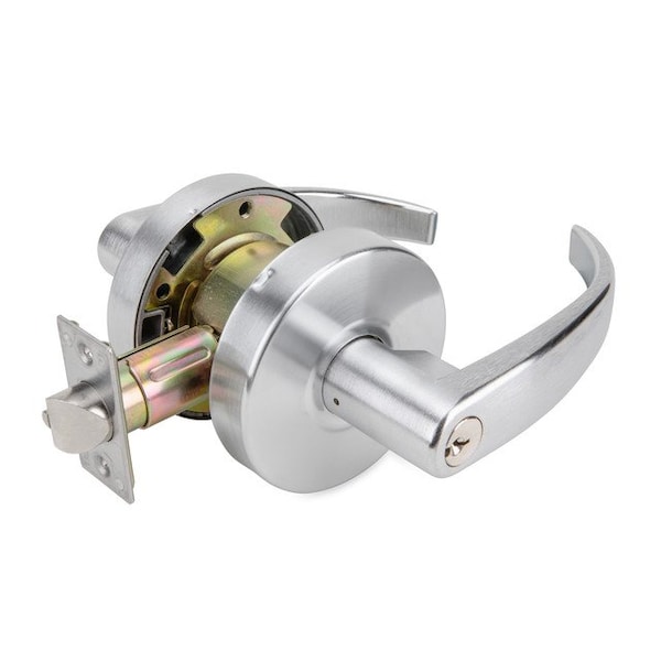 Global Door Controls Pisa Series Standard Duty Brushed Chrome Grade 2 Commercial Cylindrical Classroom Door Lever/Handle with Lock and Clutch - GAL-1170P-626