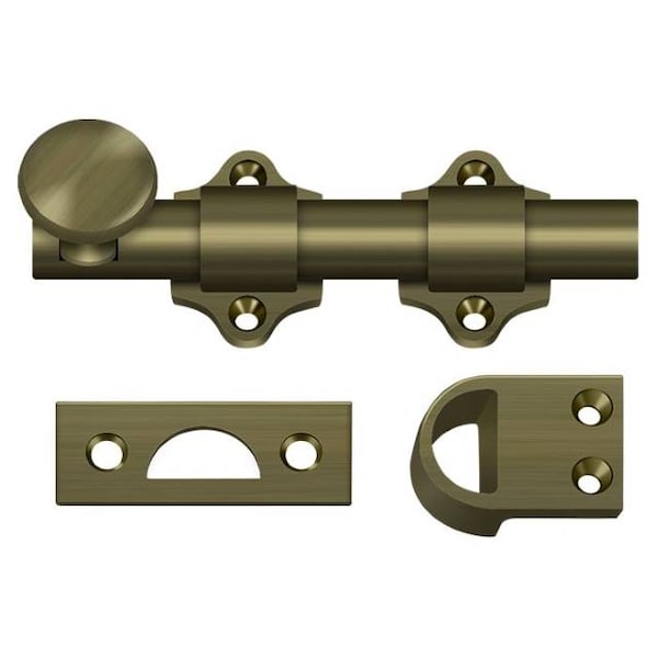 Deltana Dutch Door Bolt, Heavy Duty Antique Brass 4" - DDB425U5