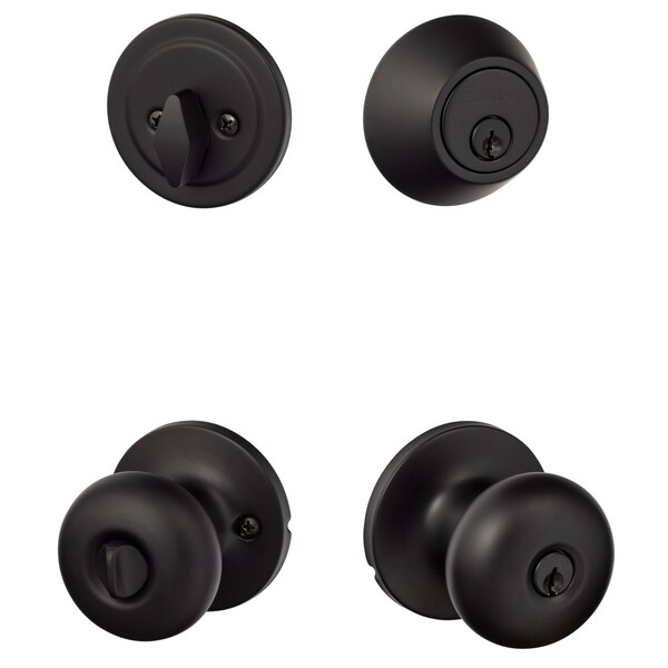 Sure-Loc Hardware Sure-Loc Hardware Durango Entry Knobset with KA Deadbolt, Flat Black - DU107/DB201 FBL