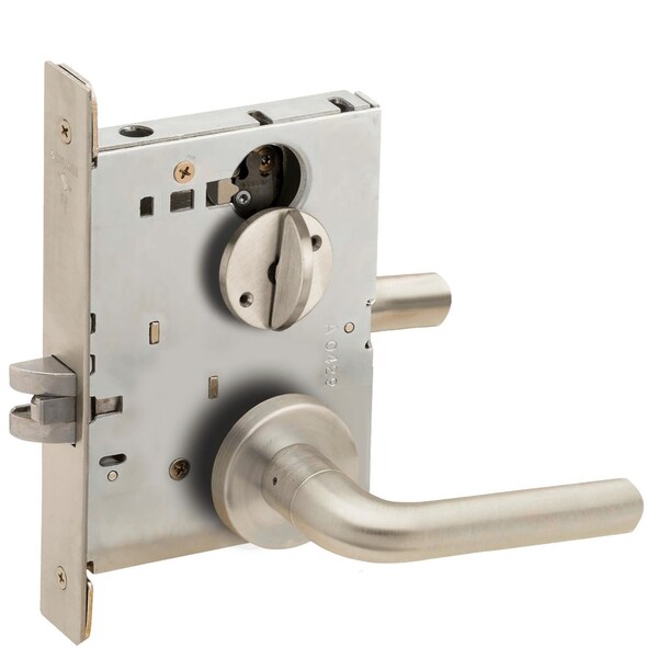 Schlage Grade 1 Bed Bathroom Privacy Mortise Lock, 02 Lever, A Rose, Satin Nickel Plated Clear Coated Finish - L9040 02A 619