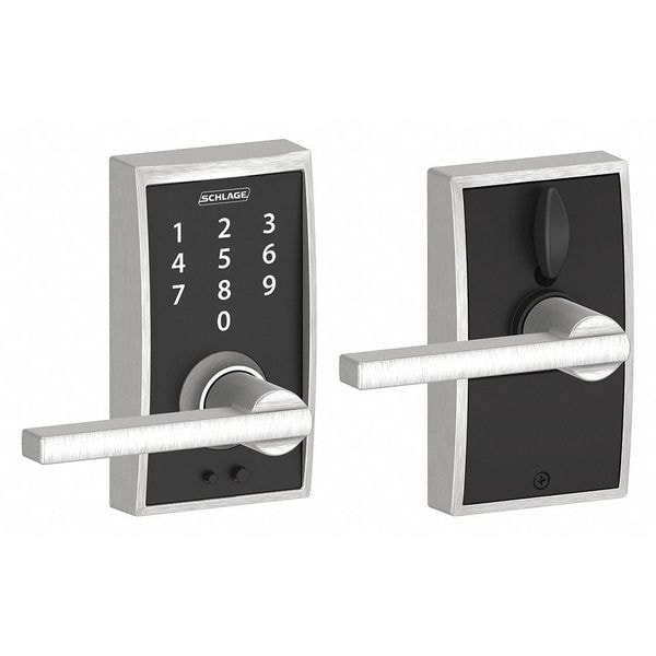 Schlage Residential Electronic Lock, Lever, Satin Chrome - FE695 CEN626LAT