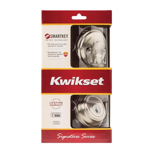 Kwikset Kwikset SmartKey Satin Nickel Metal Deadbolt - 99800-123