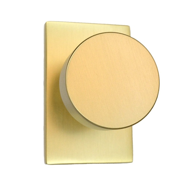 Emtek Round Knob 2-3/8 in Backset Privacy w/Modern Rectangular Rose for 1-1/4 in to 2 in Door Satin Brass - 5212ROUUS4