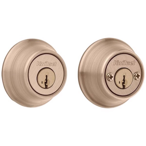 Kwikset Kwikset SmartKey Security Antique Brass Metal Single Cylinder Deadbolt - 96600-749