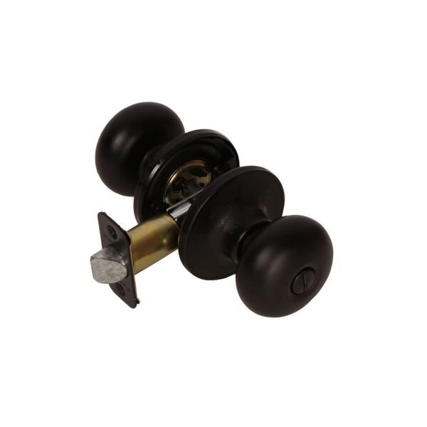 Pamex Baron Knob with Round Rose Privacy Lockset Grade 3 Matte Black Finish - FTF910