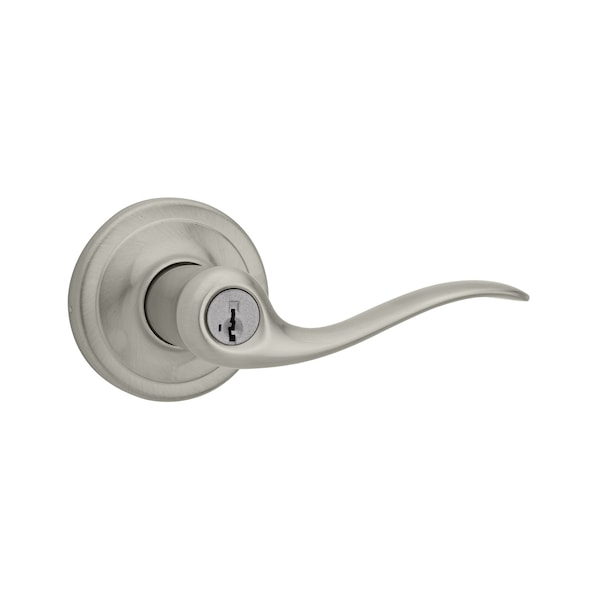 Kwikset Tustin Lever Entry Door Lock SmartKey with 6AL Latch and RCS Strike Satin Nickel Finish - 740TNL-15S