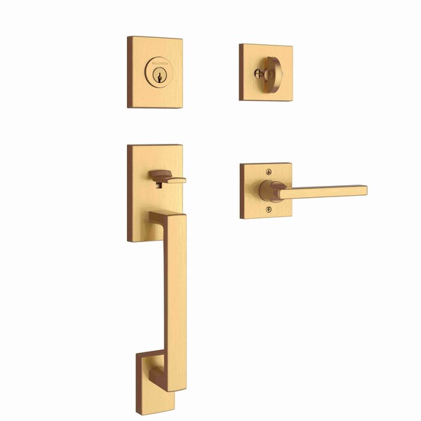 Baldwin Single Cylinder La Jolla Handleset Square Lever Contemporary Square Rose with 6AL Latch and Dual - SCLAJXSQUCSR044