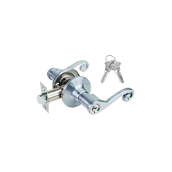 Premier Lock Decorative Entry Door Lever Lock Set Set of 3, Keyed Alike, Satin Nickel, 3PK - LEV06X-3