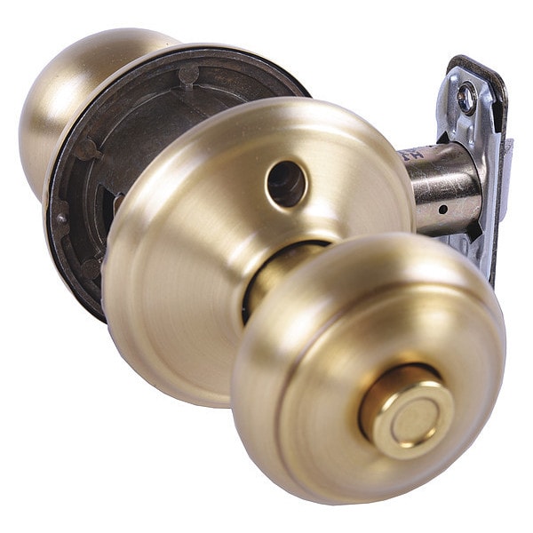 Schlage Residential Knob Lockset, Satin Brass, Privacy, Gr 2 - F40 GEO 608